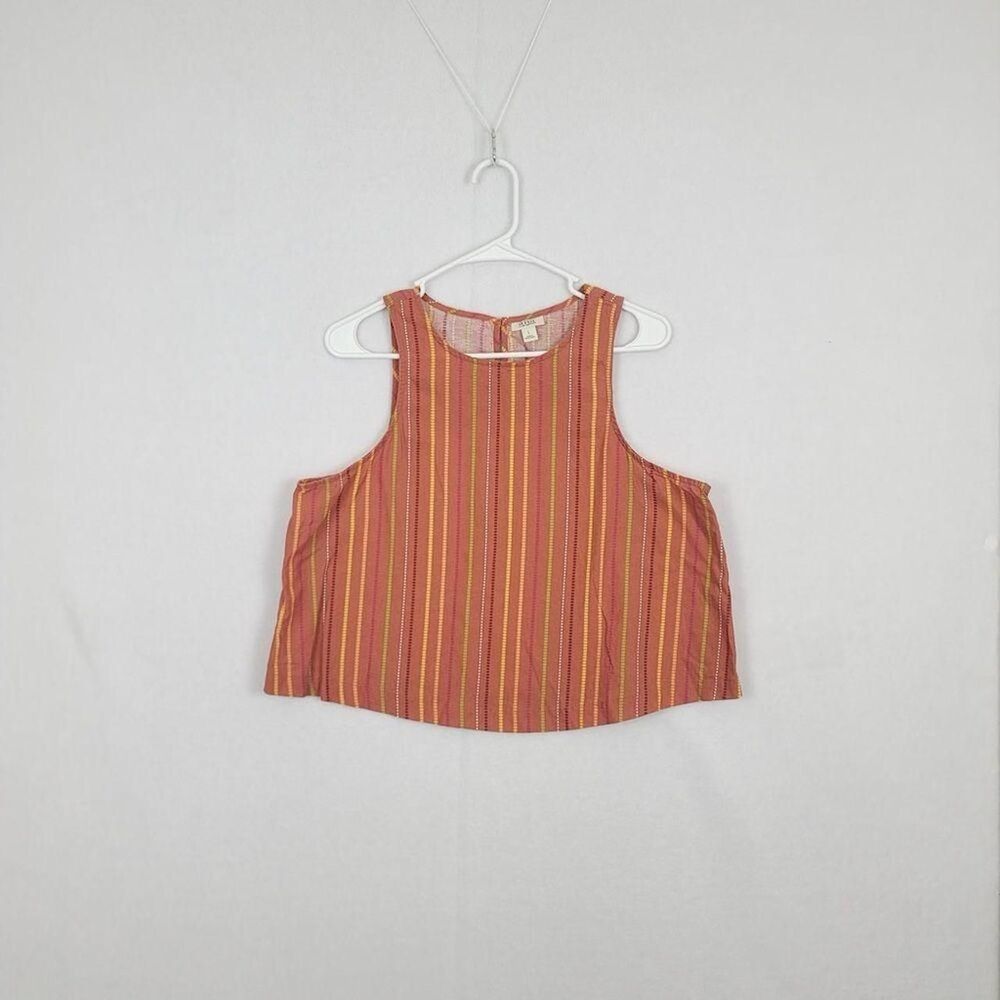 Linen Blend Copper Orange Crop Top Lightweight Large Fall Boho Crunchy Natrural